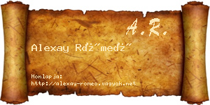 Alexay Rómeó névjegykártya
